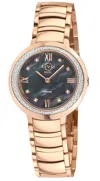 Gv2 Amalfi Women's 316l Stainless Steel Iprg Case, Black Mop Dial, 316l Stainless Steel Iprg Bracelet In Gold