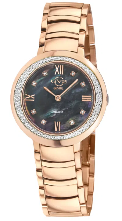 Gv2 Amalfi Women's 316l Stainless Steel Iprg Case, Black Mop Dial, 316l Stainless Steel Iprg Bracelet In Gold