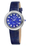 Gv2 Arezzo Diamond Embellished Leather Strap Watch, 33mm In Blue