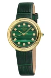 Gv2 Arezzo Diamond Embellished Leather Strap Watch, 33mm In Green