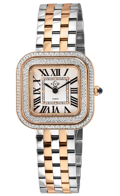 Gv2 Bellagio Women's Swiss Made Diamond Watch, Silver-white Dial, Two Toned Ss/iprg Bracelet In Gold