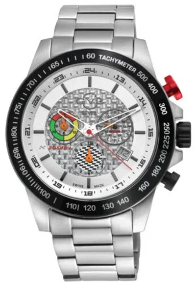 Pre-owned Gv2 By Gevril 9920b Scuderia Bracelet Chrono Date Steel Swiss Quartz Watch