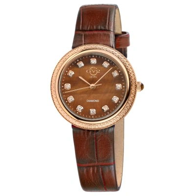 Gv2 By Gevril Arezzo Quartz Diamond Brown Dial Ladies Watch 13304 In Brown / Gold Tone / Rose / Rose Gold Tone