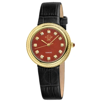 Gv2 By Gevril Arezzo Quartz Diamond Red Dial Ladies Watch 13303 In Red   / Black / Gold Tone / Yellow