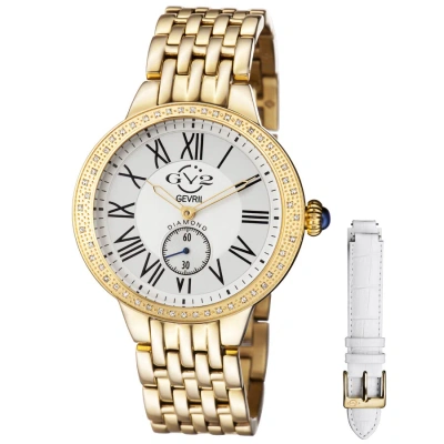 Gv2 By Gevril Astor Gold-tone Diamond Bezel Quartz Ladies Watch 9101 In Gray
