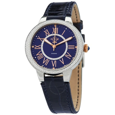 Gv2 By Gevril Astor Ii Blue Dial Ladies Watch 9149-l5 In Blue / Gold Tone / Rose / Rose Gold Tone