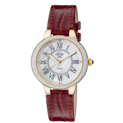 Gv2 By Gevril Astor Ii Mother Of Pearl Dial Ladies Watch 9142-l4 In Red