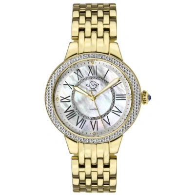 Gv2 By Gevril Astor Ii Quartz Mother Of Pearl Dial Diamond Ladies Watch 9142 In Gold