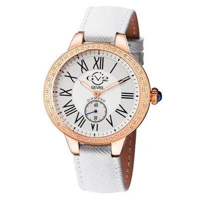 Gv2 By Gevril Astor Quartz White Dial Ladies Watch 9104.2 In Pink/white/rose Gold Tone/gold Tone