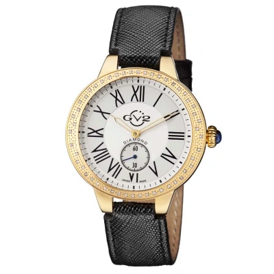 Gv2 By Gevril Astor White Dial Diamond Ladies Watch 9107 In Black / Gold Tone / White