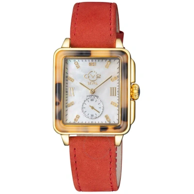Gv2 By Gevril Bari Tortoise Quartz Ladies Watch 9246.1 In Red   / Gold Tone / Mop / Mother Of Pearl / Tortoise / Yellow