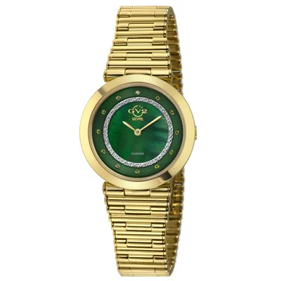 Gv2 By Gevril Burano Quartz Green Dial Ladies Watch 14413b In Gold