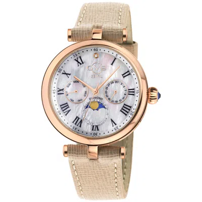 Gv2 By Gevril Florence Diamond Quartz Ladies Watch 12514.l In Gold Tone / Mop / Mother Of Pearl / Rose / Rose Gold Tone / Tan