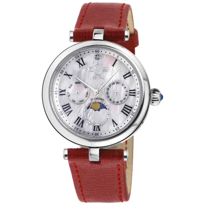 Gv2 By Gevril Florence Quartz Ladies Watch 12518.l In Red   / Mop / Mother Of Pearl