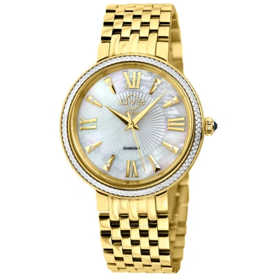 Gv2 By Gevril Genoa Diamond Mother Of Pearl Dial Ladies Watch 12532 In Gold Tone / Mop / Mother Of Pearl / Yellow
