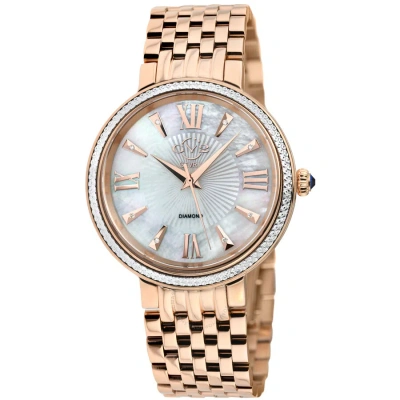 Gv2 By Gevril Genoa Diamond Mother Of Pearl Dial Ladies Watch 12533 In Gold Tone / Mop / Mother Of Pearl / Rose / Rose Gold Tone