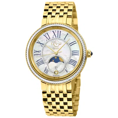 Gv2 By Gevril Genoa Mother Of Pearl Dial Quartz Diamond Ladies Watch 12542b In Gold