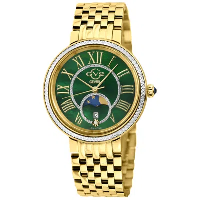 Gv2 By Gevril Genoa Mother Of Pearl Dial Quartz Diamond Ladies Watch 12544b In Gold