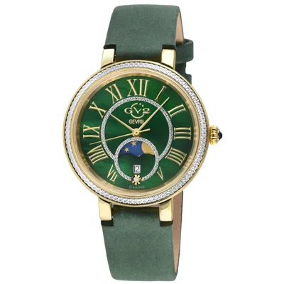 Gv2 By Gevril Genoa Mother Of Pearl Dial Quartz Moon Phase Diamond Ladies Watch 12544 In Gold