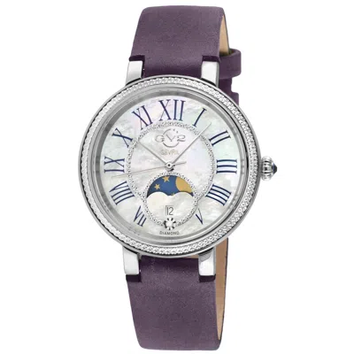 Gv2 By Gevril Genoa Mother Of Pearl Dial Quartz Moon Phase Ladies Watch 12540 In Brown