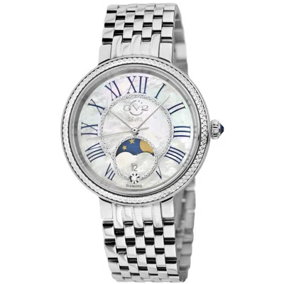 Gv2 By Gevril Genoa Mother Of Pearl Dial Quartz Moon Phase Ladies Watch 12540b In Metallic