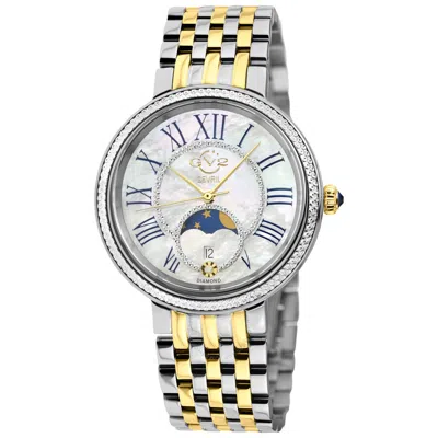Gv2 By Gevril Genoa Mother Of Pearl Dial Quartz Moon Phase Ladies Watch 12545b In Metallic