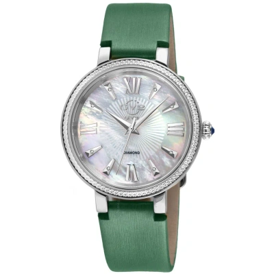 Gv2 By Gevril Genoa Quartz Diamond Ladies Watch 12530s In Green / Mop / Mother Of Pearl
