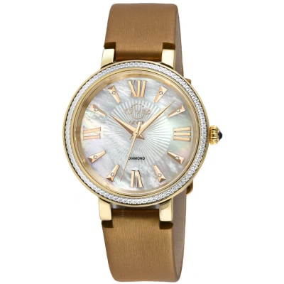 Gv2 By Gevril Genoa Quartz Diamond Ladies Watch 12532s In Gold Tone / Mop / Mother Of Pearl / Tan   / Yellow