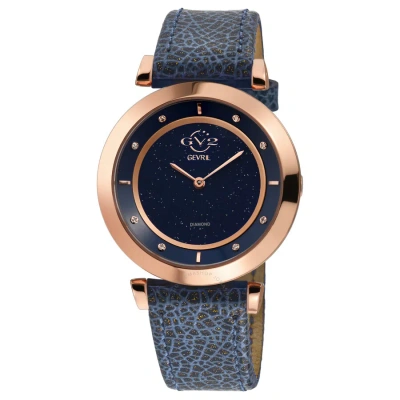 Gv2 By Gevril Lombardy Quartz Diamond Blue Dial Ladies Watch 14403