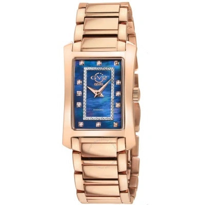 Gv2 By Gevril Luino Diamond Blue Dial Ladies Watch 14605b In Blue / Gold Tone / Rose / Rose Gold Tone