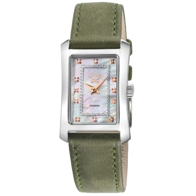 Gv2 By Gevril Luino Diamond Mother Of Pearl Dial Ladies Watch 14600 In Green / Mop / Mother Of Pearl