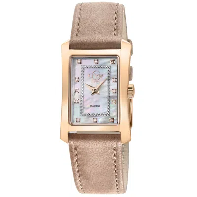 Gv2 By Gevril Luino Diamond Mother Of Pearl Dial Ladies Watch 14604 In Brown / Gold Tone / Mop / Mother Of Pearl / Rose / Rose Gold Tone
