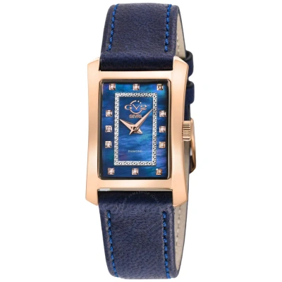 Gv2 By Gevril Luino Diamond Mother Of Pearl Dial Ladies Watch 14605 In Blue / Gold Tone / Mop / Mother Of Pearl / Rose / Rose Gold Tone