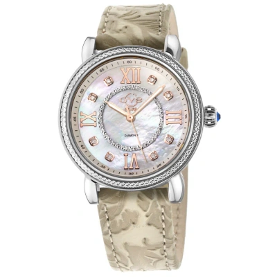 Gv2 By Gevril Marsala Diamond Mother Of Pearl Dial Ladies Watch 9860 In Gold Tone / Mop / Mother Of Pearl / Rose / Rose Gold Tone / Tan