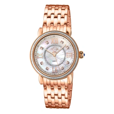 Gv2 By Gevril Marsala Diamond Mother Of Pearl Dial Ladies Watch 9863b In Gold Tone / Mop / Mother Of Pearl / Rose / Rose Gold Tone