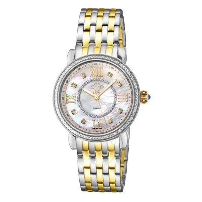 Gv2 By Gevril Marsala Diamond Mother Of Pearl Dial Ladies Watch 9864b In Two Tone  / Gold Tone / Mop / Mother Of Pearl / Yellow
