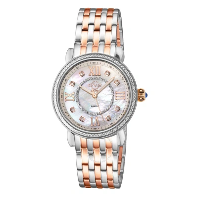 Gv2 By Gevril Marsala Diamond Mother Of Pearl Dial Ladies Watch 9865b In Gold
