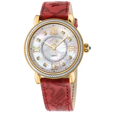 Gv2 By Gevril Marsala Diamond Mother Of Pearl Dial Ladies Watch 9866 In Gold