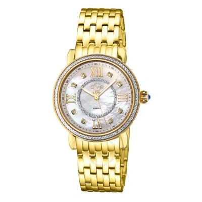 Gv2 By Gevril Marsala Diamond Mother Of Pearl Dial Ladies Watch 9866b In Gold Tone / Mop / Mother Of Pearl / Yellow