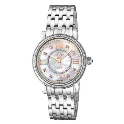 Gv2 By Gevril Marsala Quartz Diamond Ladies Watch 9860b In Gold Tone / Mop / Mother Of Pearl / Rose / Rose Gold Tone