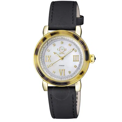 Gv2 By Gevril Marsala Tortoise Diamond Mother Of Pearl Dial Ladies Watch 9851 In Black / Gold Tone / Mop / Mother Of Pearl / Tortoise