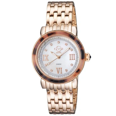 Gv2 By Gevril Marsala Tortoise Diamond Mother Of Pearl Dial Ladies Watch 9853b In Gold