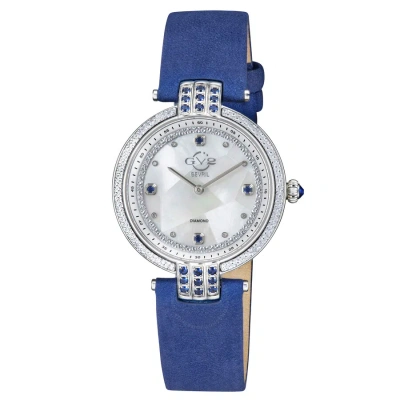 Gv2 By Gevril Matera Diamond Mother Of Pearl Dial Ladies Watch 12801 In Blue / Mop / Mother Of Pearl