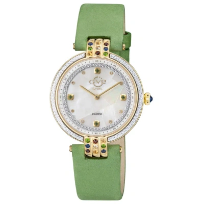 Gv2 By Gevril Matera Diamond Mother Of Pearl Dial Ladies Watch 12803 In Gold Tone / Green / Mop / Mother Of Pearl / Yellow