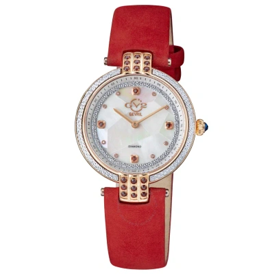 Gv2 By Gevril Matera Diamond Mother Of Pearl Dial Ladies Watch 12804 In Red   / Gold Tone / Mop / Mother Of Pearl / Rose / Rose Gold Tone