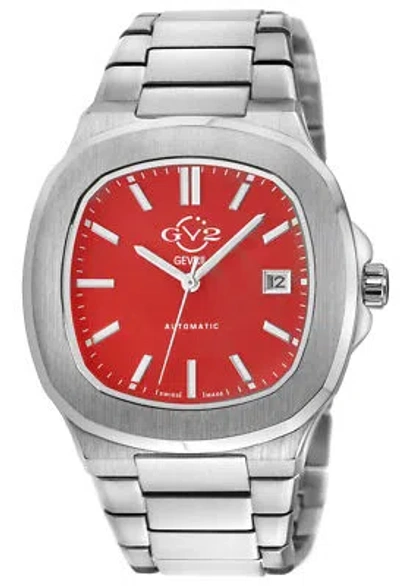Pre-owned Gv2 By Gevril Men's 18112b Potente Swiss Automatic Red Dial Steel Date Watch