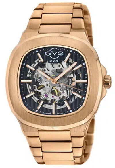 Pre-owned Gv2 By Gevril Men's 18118b Potente Skeletal Swiss Automatic Iprg Steel Watch