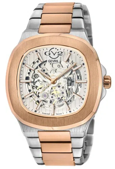 Pre-owned Gv2 By Gevril Men's 18119b Potente Skeletal Swiss Automatic 2-tone Iprg Watch