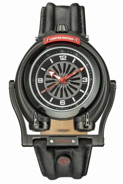 Pre-owned Gv2 By Gevril Men's 3401 Triton Automatic Limited Edition Black Leather Watch