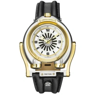 Pre-owned Gv2 By Gevril Men's 3403 Triton Automatic Limited Edition Black Leather Watch
